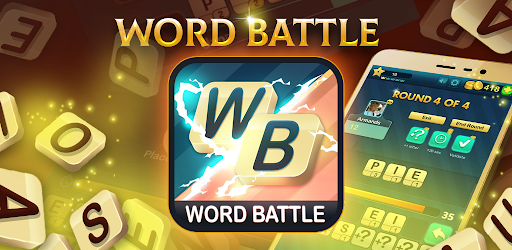 Puzzly Words gameplay — a 4×4 board of lettered tiles with live opponent scores and a 60-second round timer.